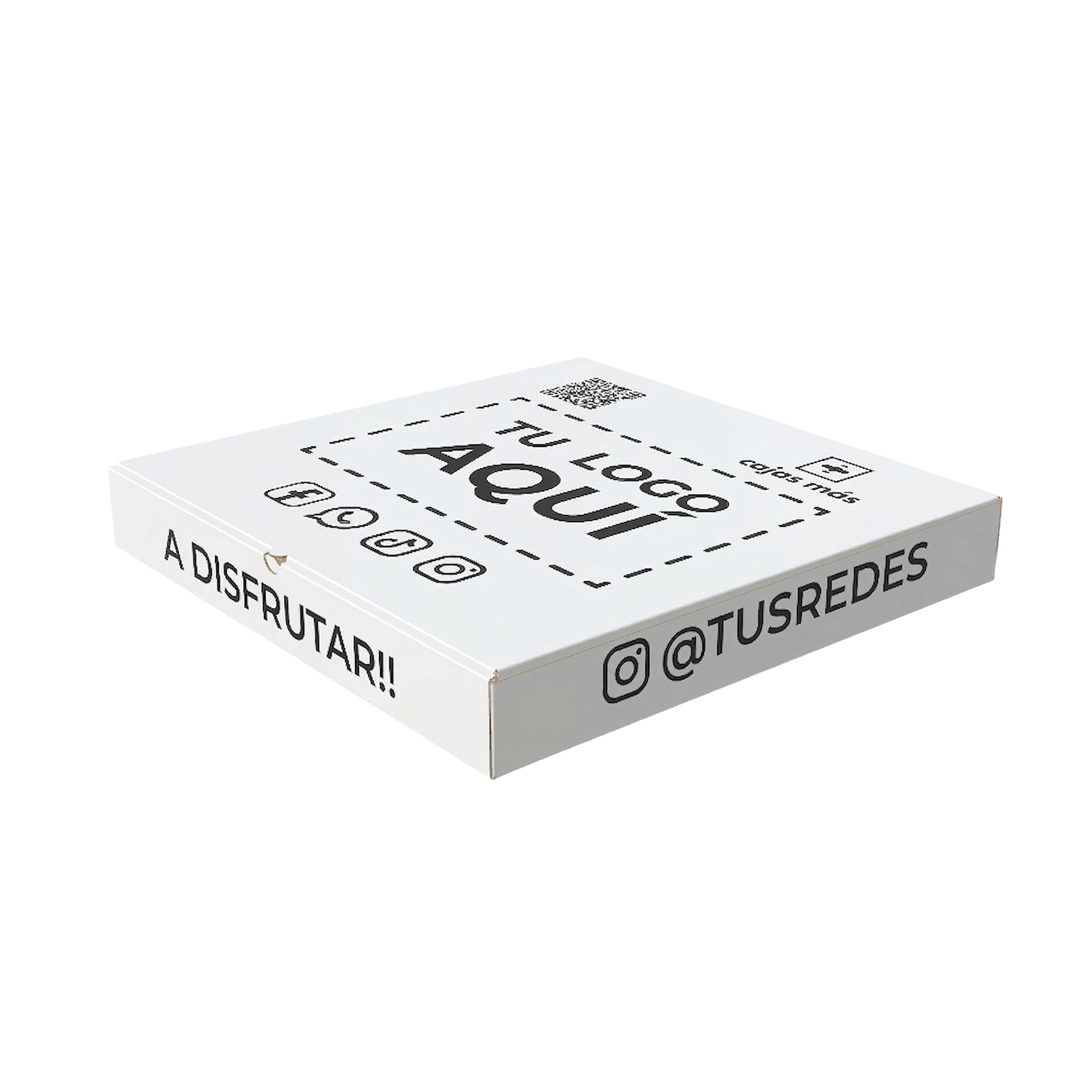 Caja de pizza color Blanco 25x25x4.5cm - Imagen 3