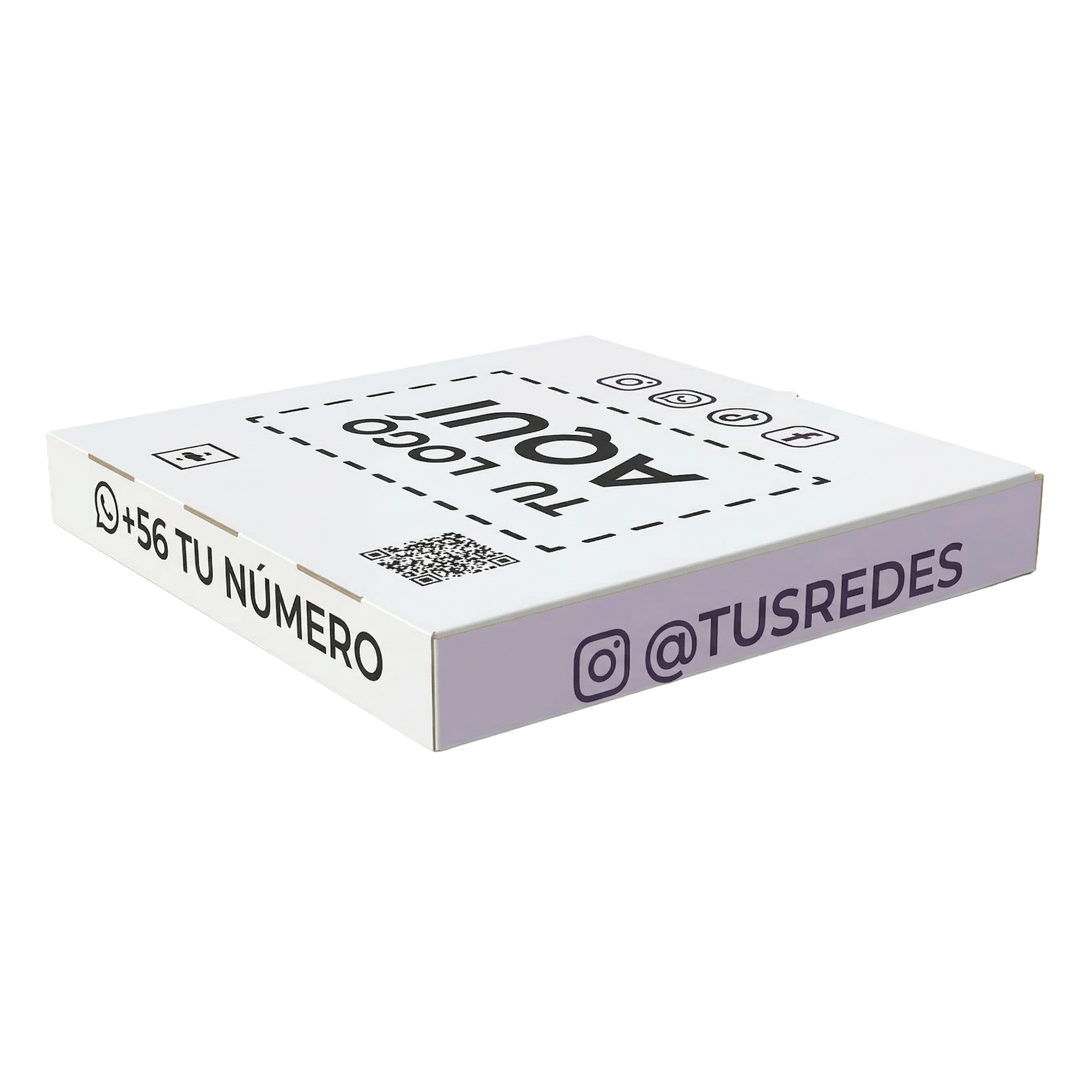 Caja de pizza color Blanco 25x25x4.5cm - Imagen 2