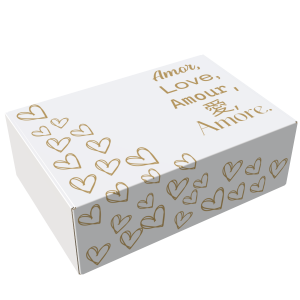 Diseño Cajas San Valentín (Amor, Love, Amour) Dorado