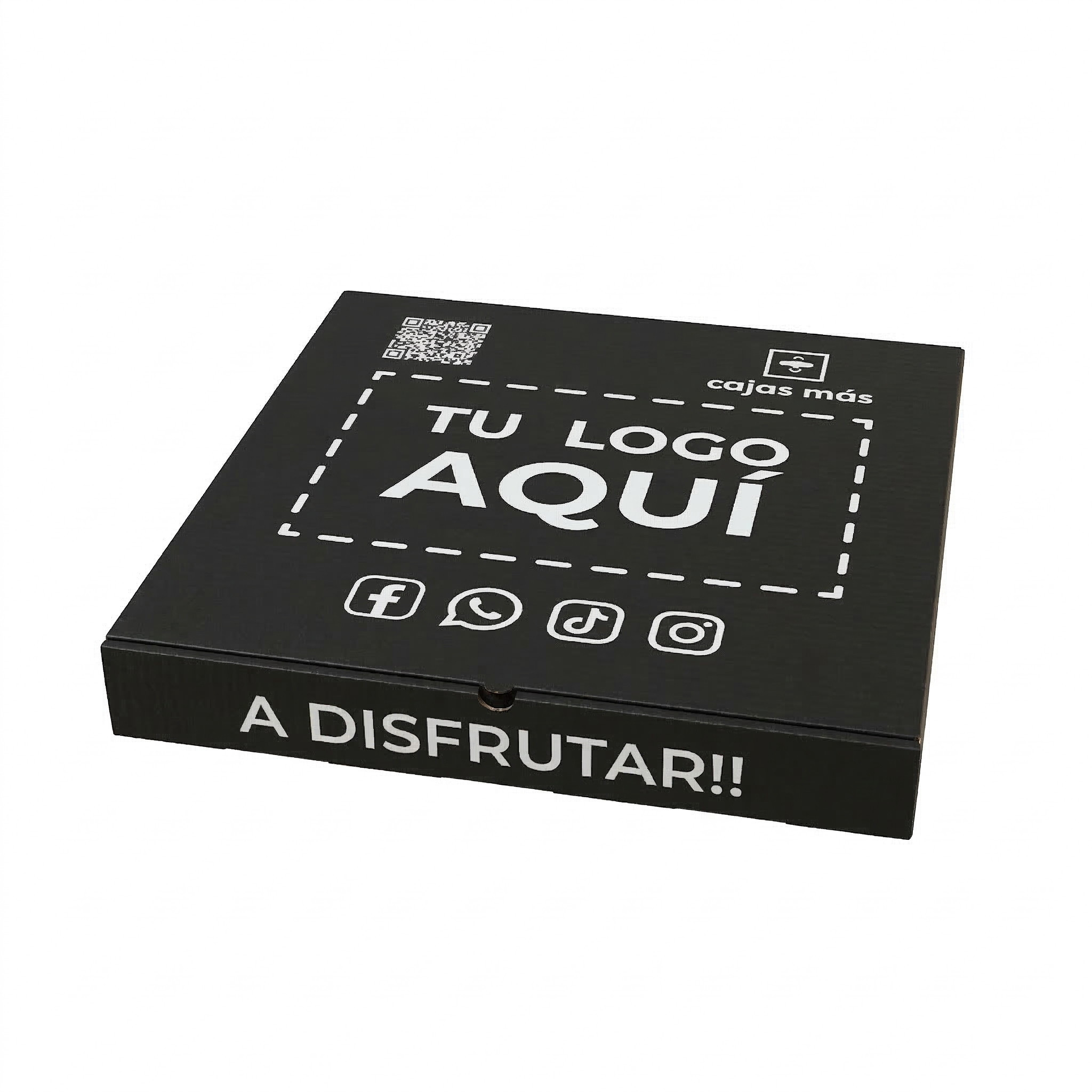 Caja de pizza color negro 38x38x4.5cm