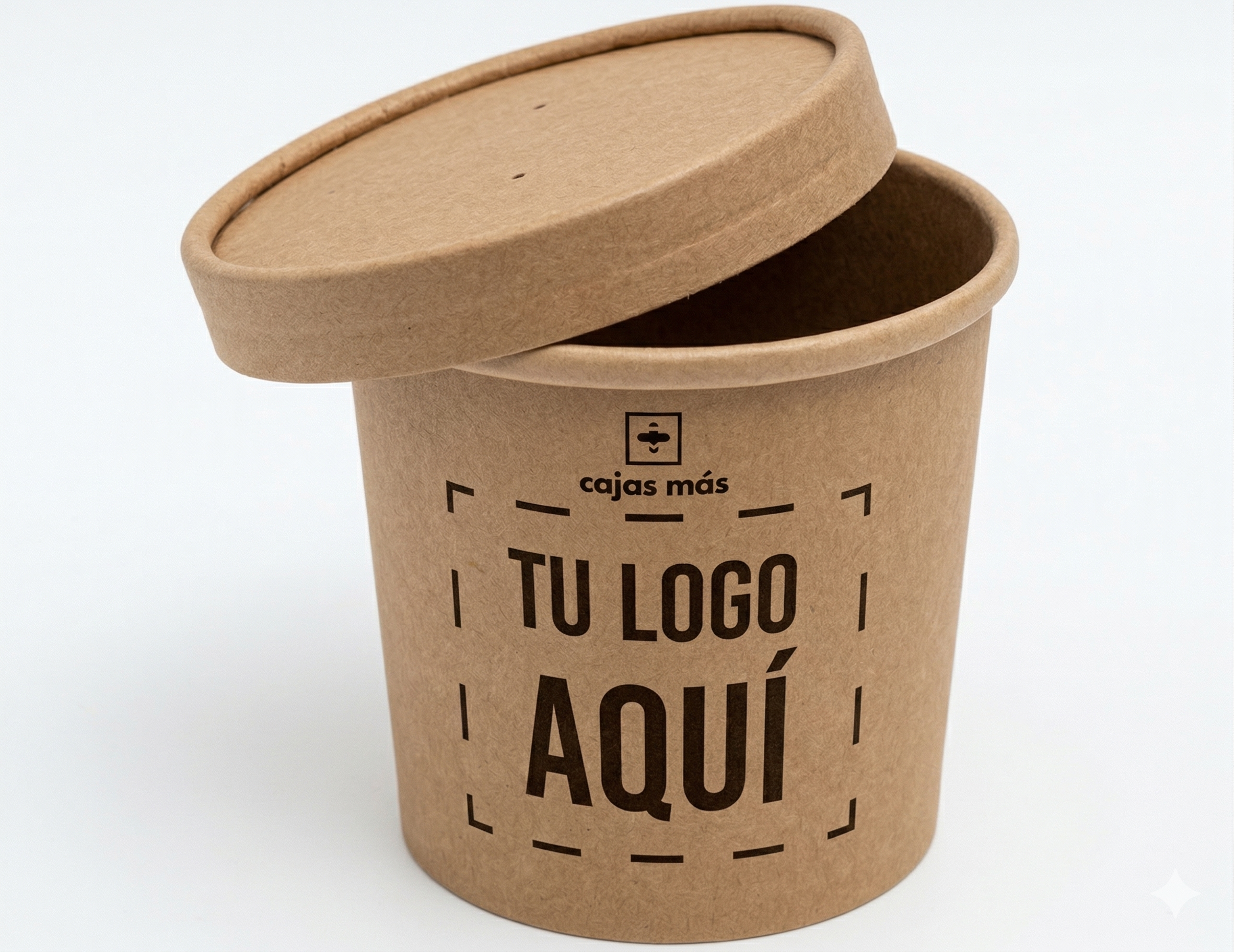 Pote color kraft con tapa incluida