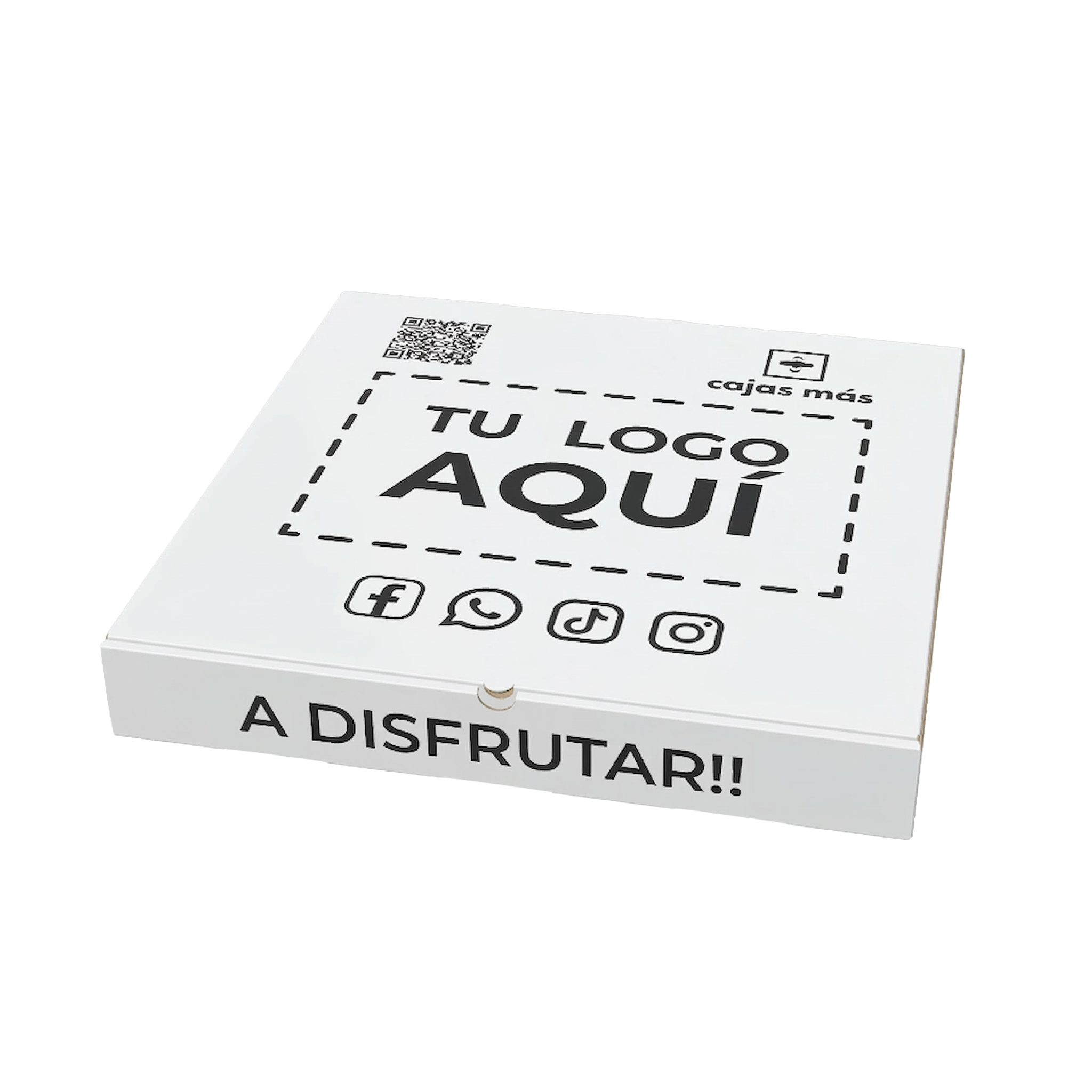 Caja de pizza color Blanco 25x25x4.5cm