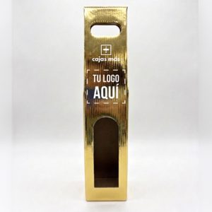 Estuche Premium para 1 Botella de Vino - Dorado - 37,5 x 10 x 9cm