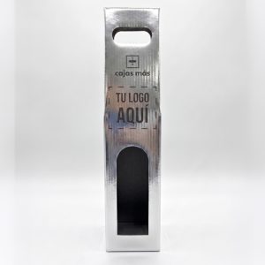 Estuche Premium para 1 Botella de Vino - Plateada - 37,5 x 10 x 9cm