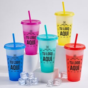 Vasos Mágicos MagiColors con Tapa y Bombilla de 24 oz -  10 unidades diferentes colores