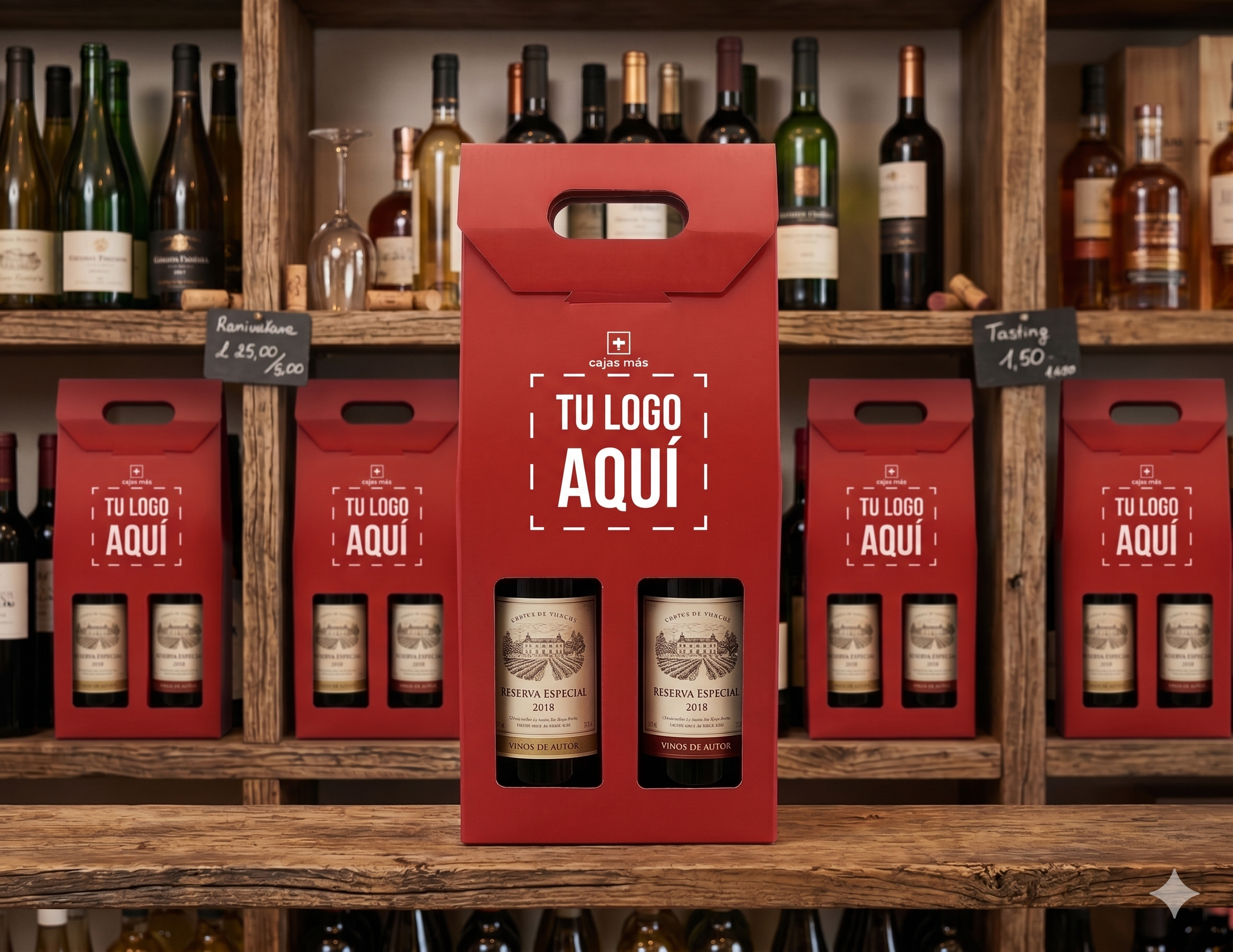 Estuche Premium para 2 Botellas - Acabado Piel Efecto Lézard - ROJA - 41x18x8,5 cm - Imagen 2