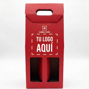 Estuche Premium para 2 Botellas - Acabado Piel Efecto Lézard - ROJA - 41x18x8,5 cm