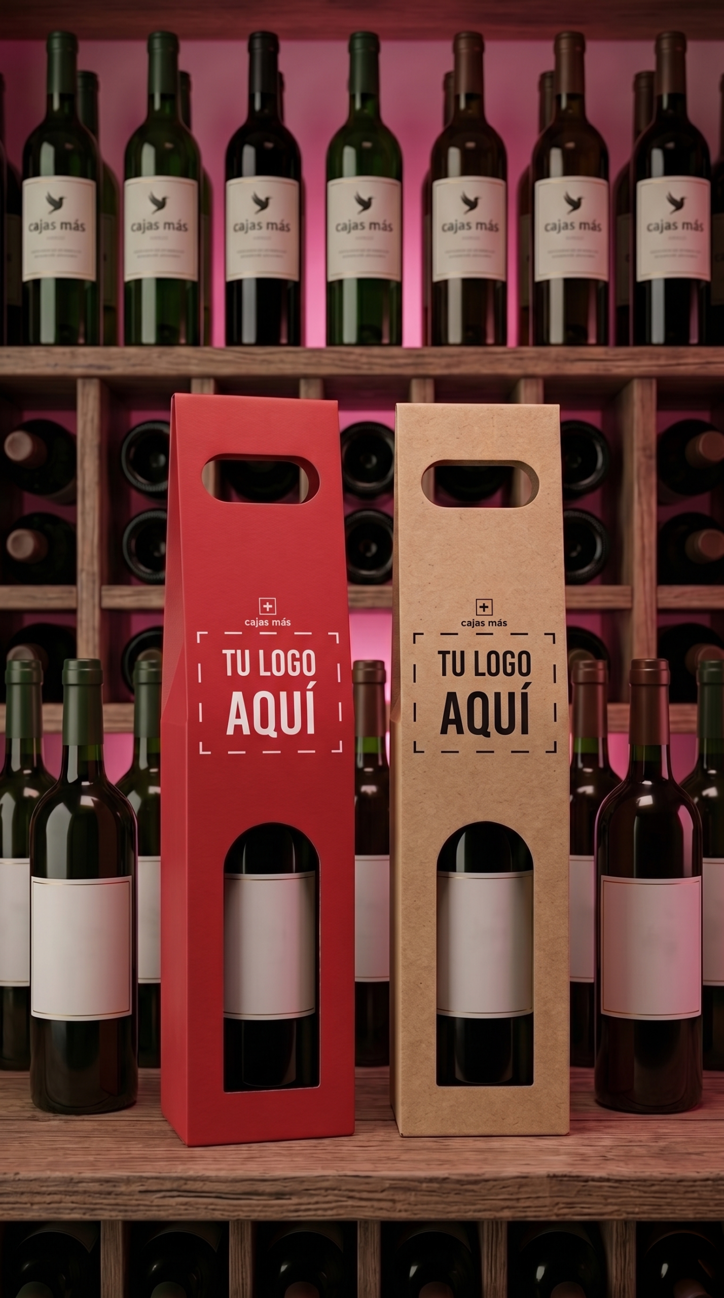 Estuche Premium para 1 Botella de Vino - Rojo, Acabado Piel Lézard - 37,5 x 10 x 9cm - Imagen 2